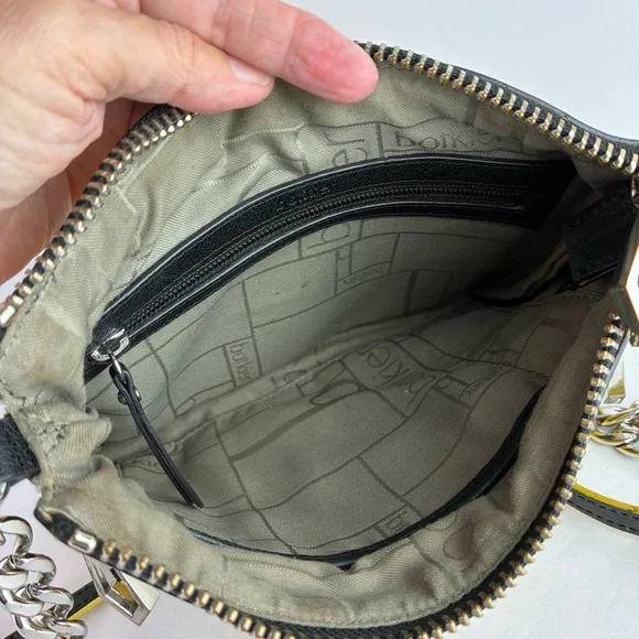 Botkier Cruz Gold & Black Leather Crossbody w/Chain Strap - Picture 8 of 9